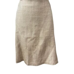 New Ann Taylor Beige Textured Pencil Skirt $98 metallic thread woven 8 NWT